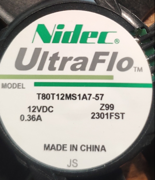 NIDEC投影仪风扇 8025 T80T12MS1A7-57 DC 12V 0.36A 80*80*25mm