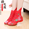 Autumn and winter Old Beijing Cloth shoes Women's Shoes Boots High shoes The increase in Ethnic style Plush Hanfu Embroidered shoes