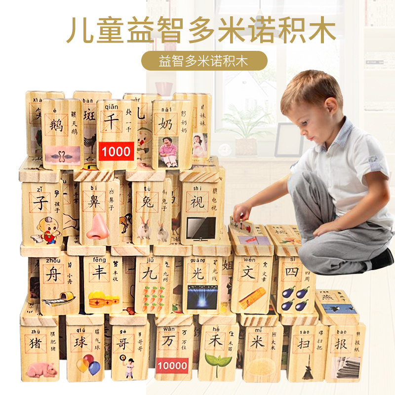 骨牌多米诺 儿童2-3-4-6岁宝宝益智早教玩具幼儿园木质积木拼图