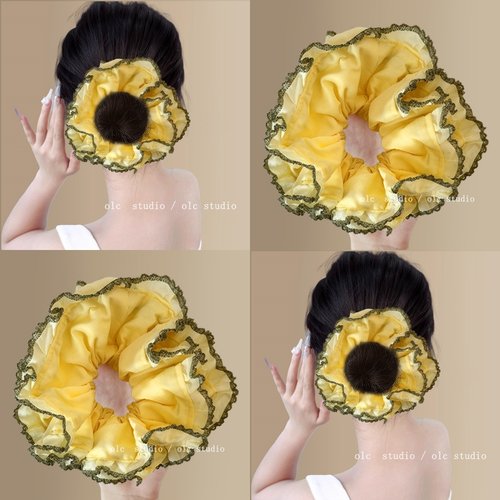 海松茶绿~薄荷绿蕾丝格大肠发圈