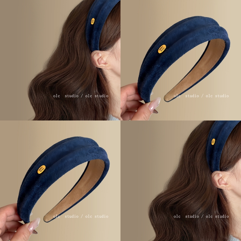 午夜天鹅绒~藏蓝高级感发箍女