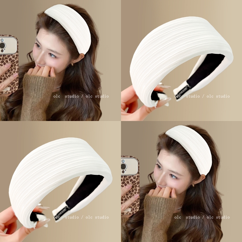 肯豆假日！白色条纹宽边发箍