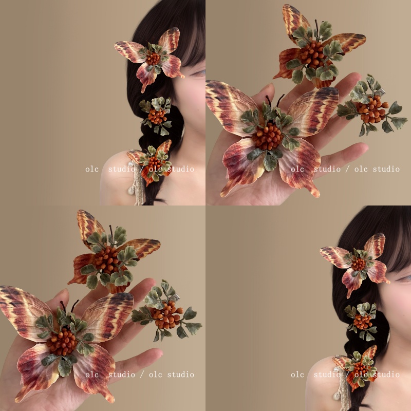 山野蝴蝶~复古新中式枯叶蝶发夹