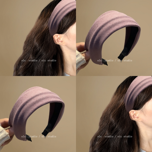 紫色绒面！针织宽边秋冬发箍！