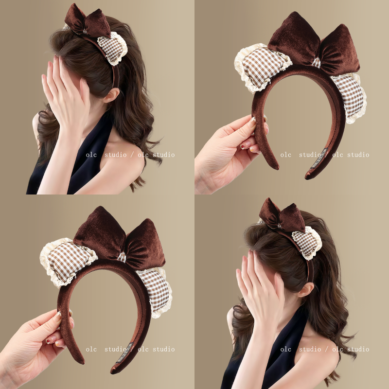 熊抱温柔~可爱蝴蝶结熊耳朵发箍