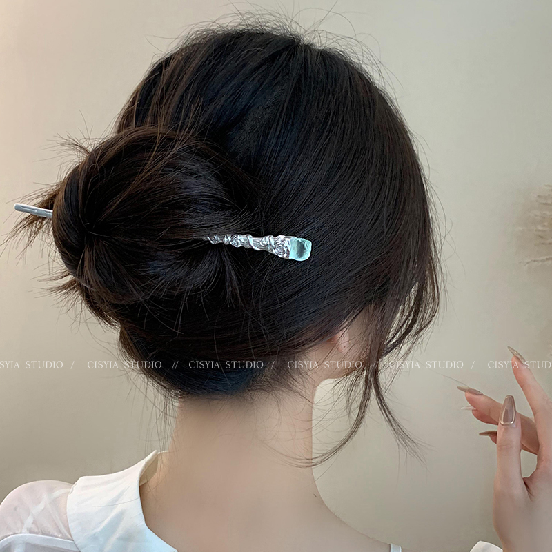 荆棘玫瑰晶石！金属感发簪！新中式旗袍盘发钗高级感汉服旅行发卡