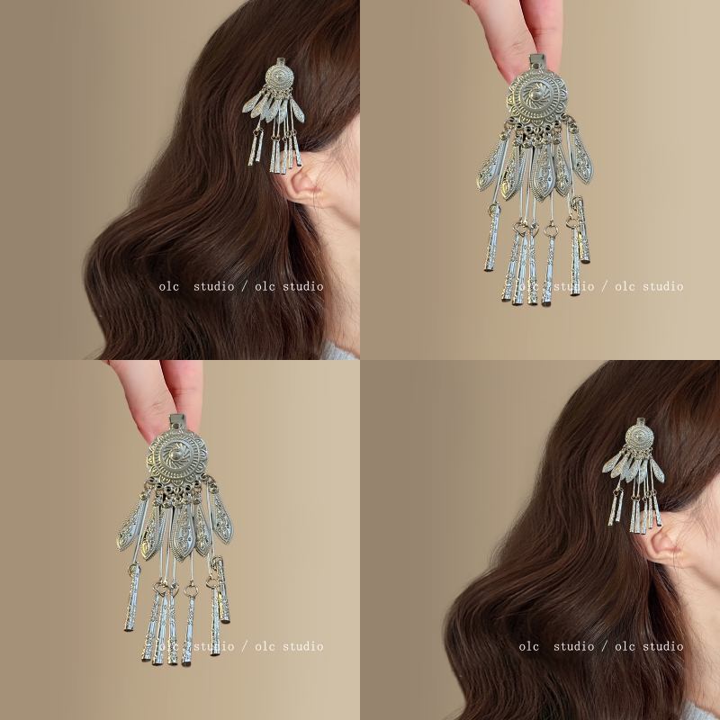 新中式民族风银色发夹