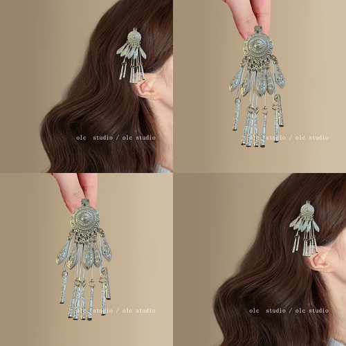 新中式民族风银色发夹