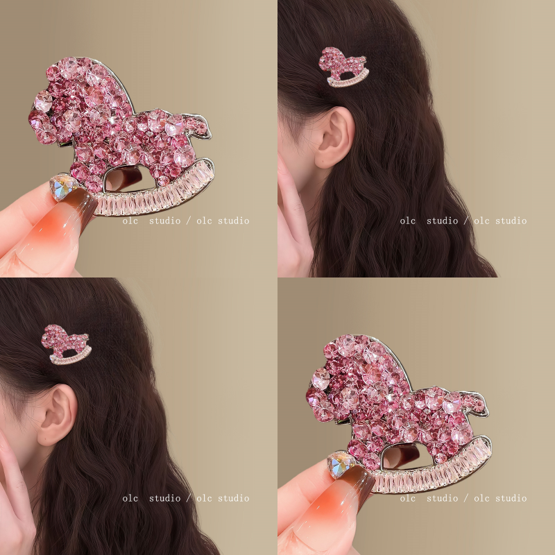 精致小马~韩国水晶粉紫发夹女新款侧边高级感刘海碎发旅行鸭嘴夹,户外/登山/野营/旅行用品,旅行发卡,淘宝优惠券,粉丝福利购,淘宝优惠卷
