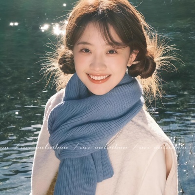 神仙藤井树同款雾霾蓝色围巾