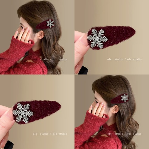 少女氛围~新年红发夹侧边秋冬