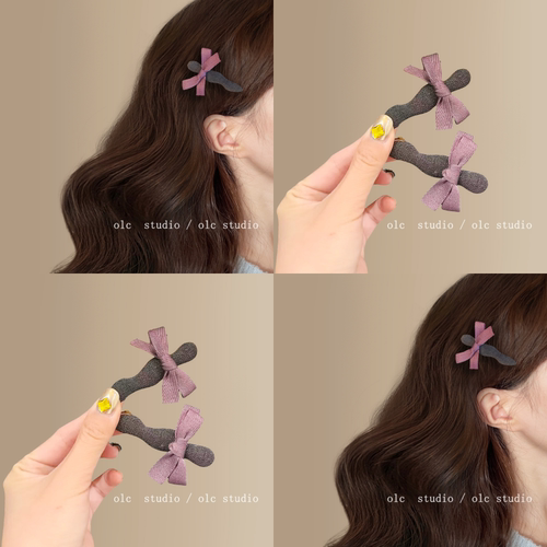 莫奈香芋~侧边紫蝴蝶结发夹