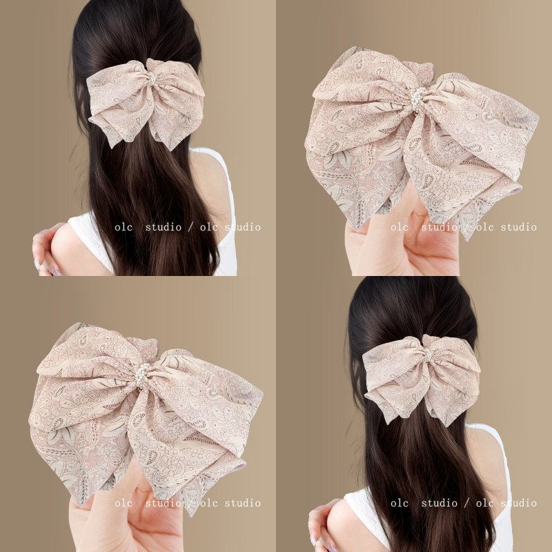 千禧姐感~复古雪纺蝴蝶结马尾夹复古腰果花半扎发抓夹盘发器,家庭/个人清洁工具,盘发器,淘宝优惠券,粉丝福利购,淘宝优惠卷