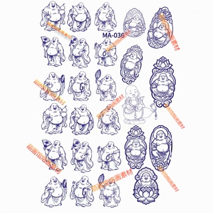 弥勒佛图案葫芦雕刻DIY手工装饰品传统文化工艺品H葫芦烙画转印纸