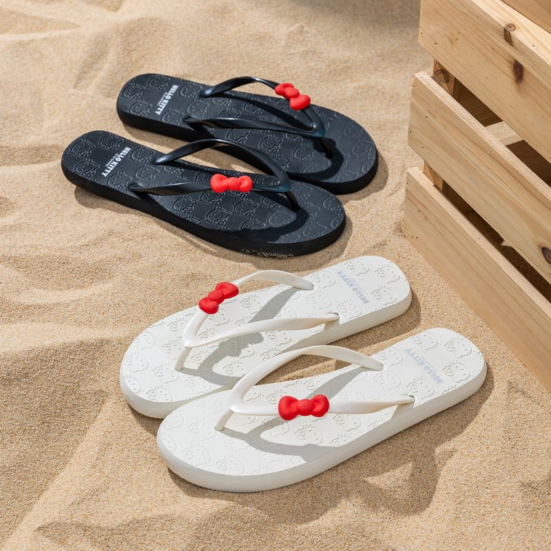 HelloKitty人字拖女生夏季外穿防滑软底海边沙滩中大童夹脚凉拖鞋