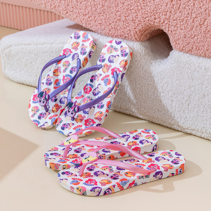 小马宝莉儿童卡通人字拖女孩可爱夹脚拖鞋夏季外穿沙滩鞋亲子拖鞋