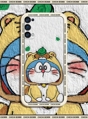 适用OPPOreno5pro手机壳5k/reno6全包reno7保护套reno4se/3男女款元气版k7情侣k9s软硅胶opr17潮牌油画叮当猫