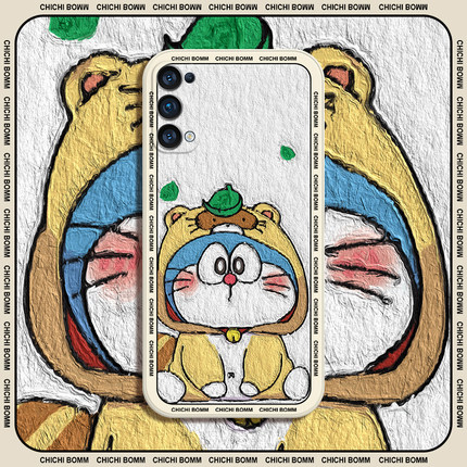 适用OPPOreno5pro手机壳5k/reno6全包reno7保护套reno4se/3男女款元气版k7情侣k9s软硅胶opr17潮牌油画叮当猫