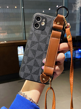 适用三星note20手机壳s23+皮革s10腕带s22ultra小众s20fe斜背s21fe防摔a50s挂绳a04e经典a70保护套a52时尚a6s