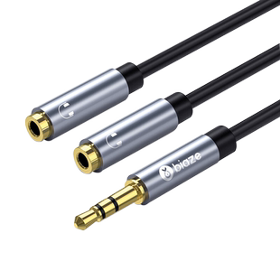 biaze耳机分线器一分二双人情侣3.5mm手机分享器1拖2音频线转接头