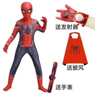 蜘蛛侠儿童衣服紧身连体战衣套装 cosplay圣诞节男童演出服表演服