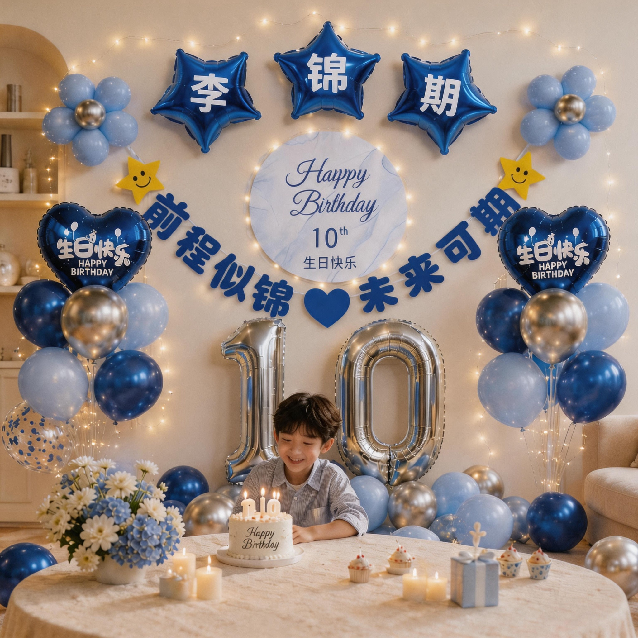 10岁生日场景布置装饰男孩女孩快乐派对高级氛围仪式感儿童气球12