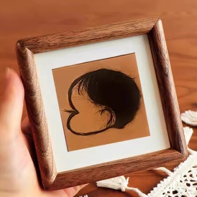 宝宝胎发纪念品制作胎毛画自制diy脐带瓶相框摆件收藏盒新生满月