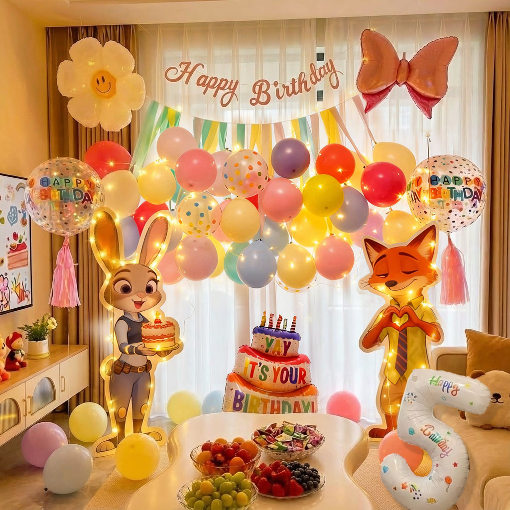 疯狂动物城主题5岁生日快乐仪式感小女孩场景布置装饰气球派对男,节庆用品/礼品,节日装扮用品,淘宝优惠券,粉丝福利购,淘宝优惠卷