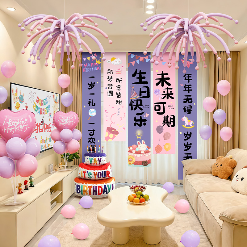 儿童过生日氛围感布置装饰条幅