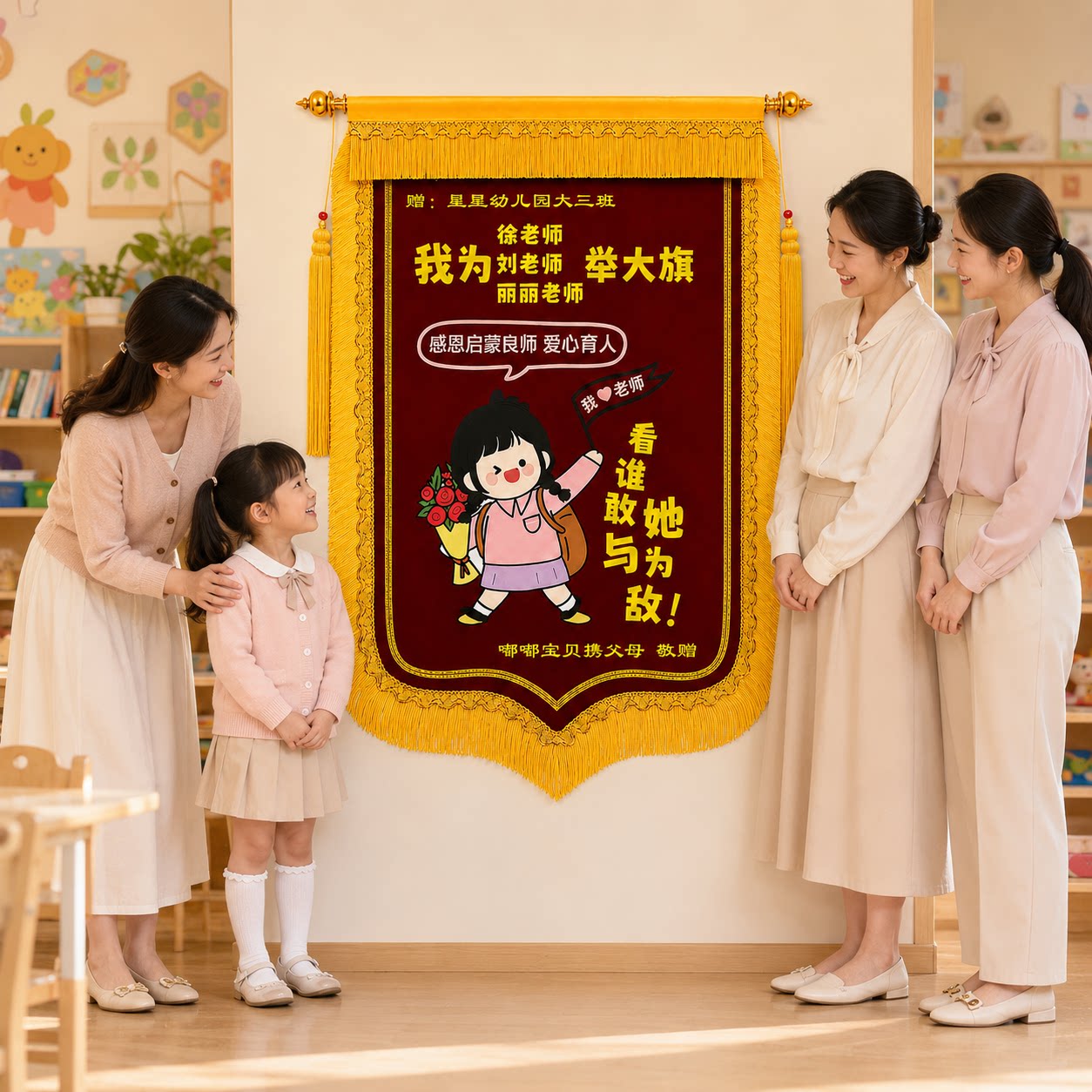 高档锦旗定制定做感谢幼儿园老师教师节礼物旌旗订做制作小学初中图片