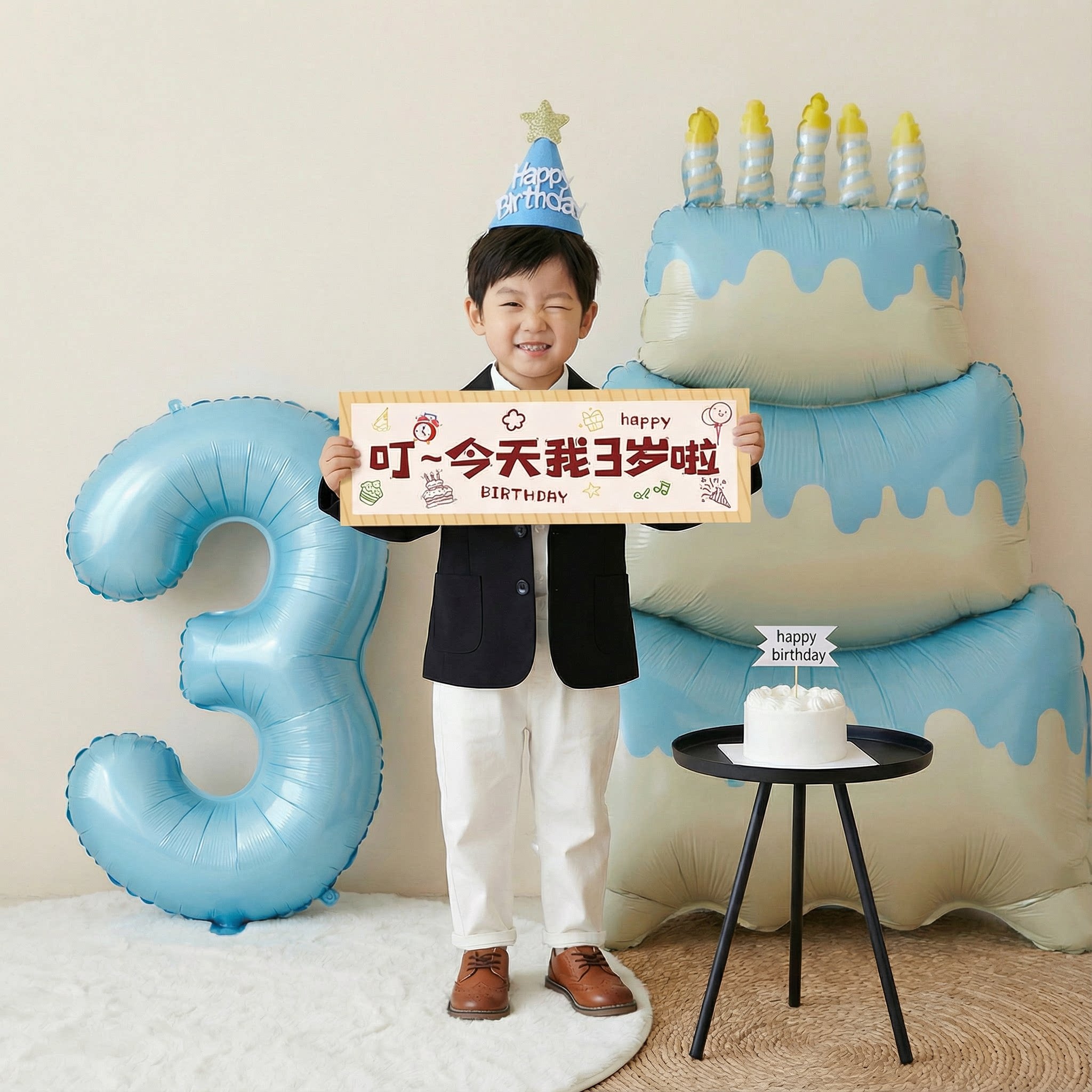 生日布置3岁男孩数字气球儿童5小男童派对氛围道具场景装饰仪式感