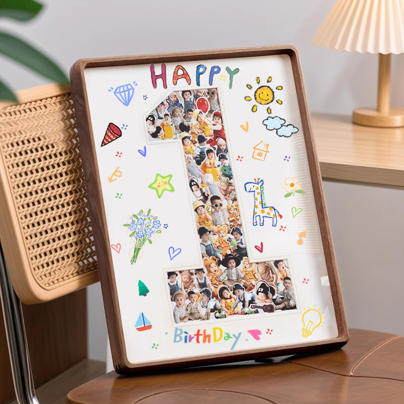 买买熊宝宝一周岁DIY相框