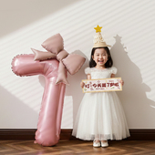 小女孩生日布置场景装 饰女童数字气球儿童5岁快乐3仪式 感拍照道具