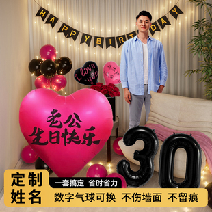 生日惊喜布置老公30岁成人男朋友场景装饰氛围感高级浪漫会场气球