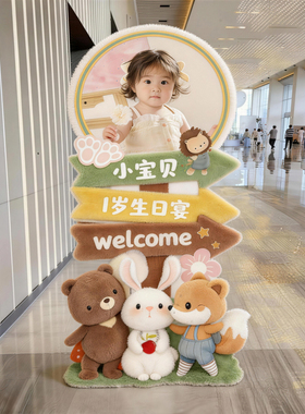 宝宝宴迎宾牌百日宴周岁布置生日KT板定制装饰百天门口今天我请客