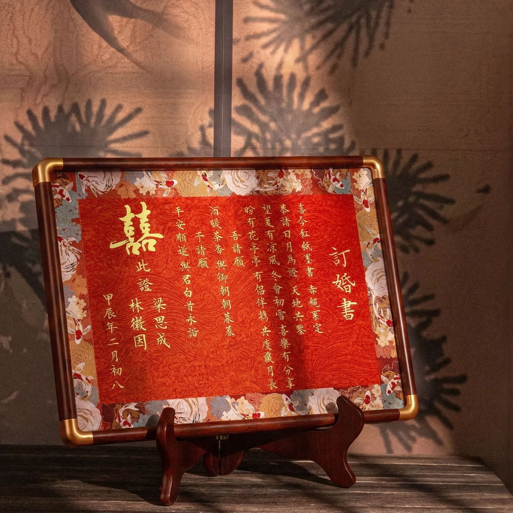 订婚书中国风婚书相框高级感布置定制摆台宴摆件中式专用画框