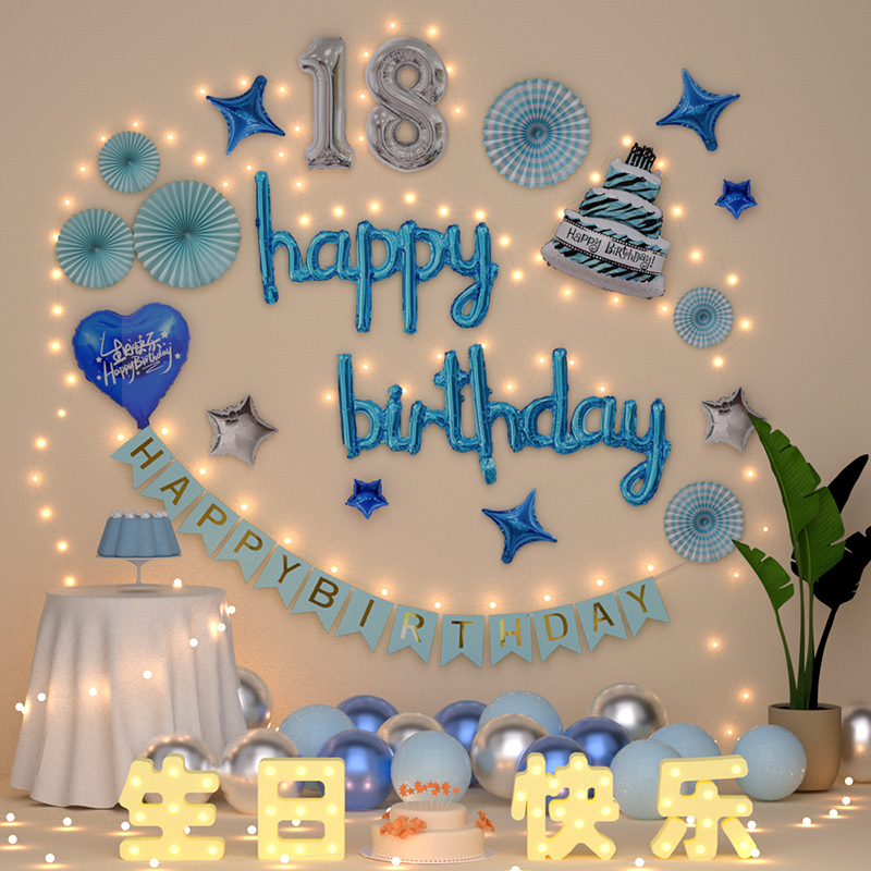 18岁生日布置场景装饰成人礼十八男孩女孩快乐仪式感高级氛围气球