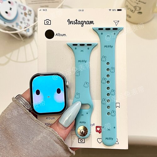 米菲表情适用iwatchs11硅胶10苹果手表表带s9小蛮腰7Applewatch8