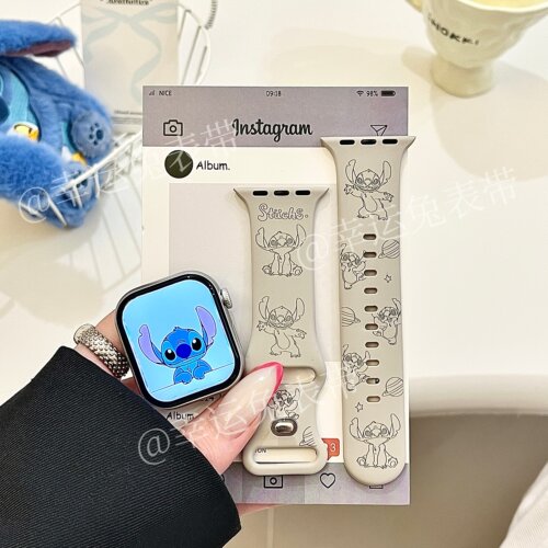 韩系史迪仔适用iwatchs11/10苹果手表表带SE硅胶Applewatchs9/8/7