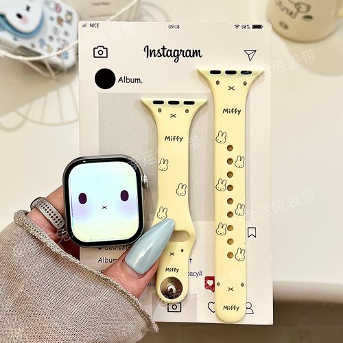 米菲表情适用iwatchs11硅胶10苹果手表表带s9小蛮腰8Applewatch7