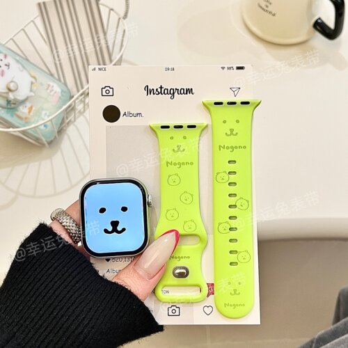 卡通自嘲熊表情适用iwatchs11/10苹果手表表带SE硅胶Applewatchs9