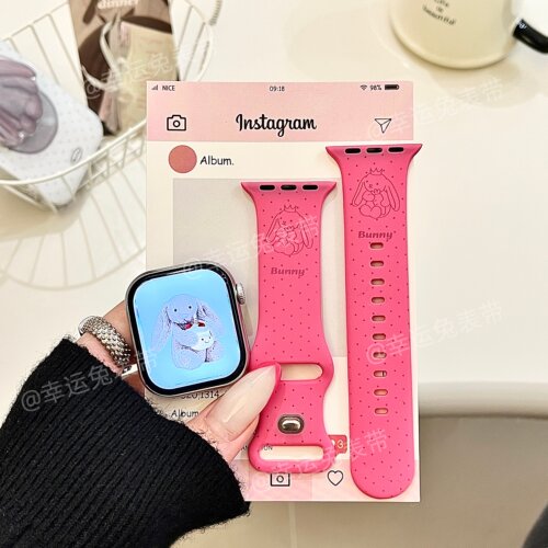 甜酷波点Bunny兔子适用iwatchs11/10苹果手表表带硅胶Applewatchs