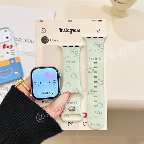 清新猫咪表情适用iwatchs11/10苹果手表表带SE硅胶Applewatchs9/8