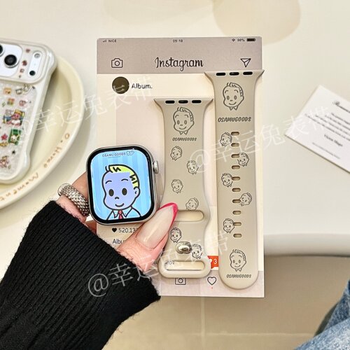 星光色原田治男孩适用iwatchs11/10苹果手表表带硅胶Applewatchs9