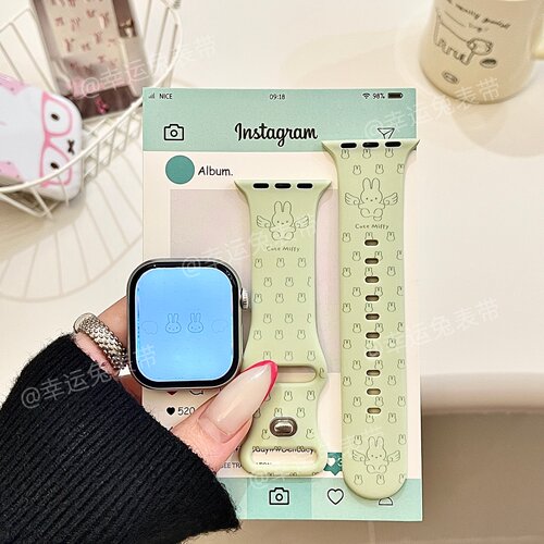 创意天使米菲适用iwatchs11/10苹果手表表带SE硅胶Applewatchs9/8