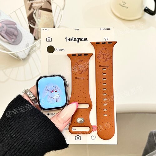 新款波点Bunny兔子适用iwatchs11/10苹果手表表带硅胶Applewatchs