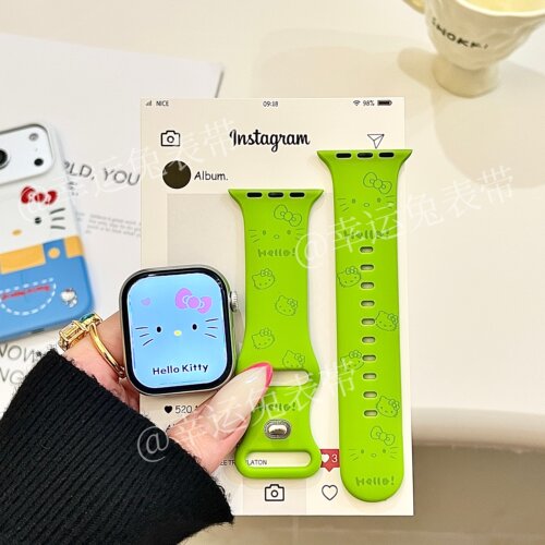 小众猫咪表情适用iwatchs11/10苹果手表表带SE硅胶Applewatchs9/8
