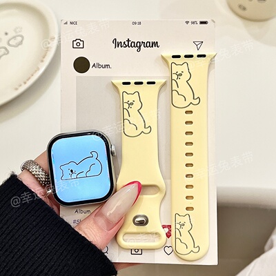 可爱趴趴狗狗适用iwatchs11/10苹果手表表带硅胶Applewatchs9/8/7