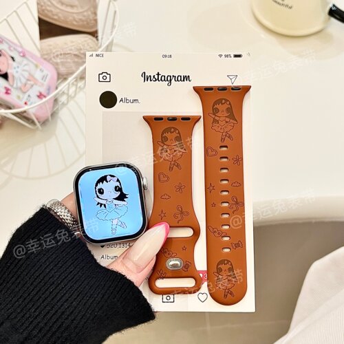 新款跳舞小玉适用iwatchs11/10苹果手表表带SE硅胶Applewatchs9/8