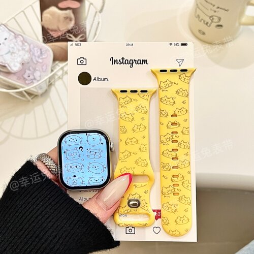 软萌搞怪猫咪适用iwatchs11/10苹果手表表带SE硅胶Applewatchs9/8